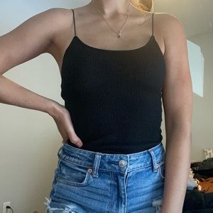 Black ribbed body suit